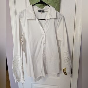 Karl Lagerfeld Button-Up Blouse with Lace Detail